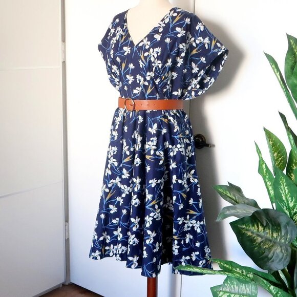 Floral Blue Midi Dress - Picture 1 of 16